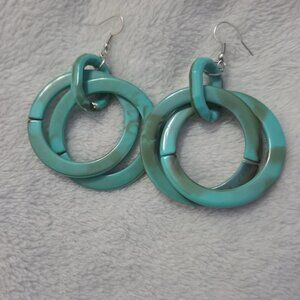 Turquoise colored Hoop Earrings